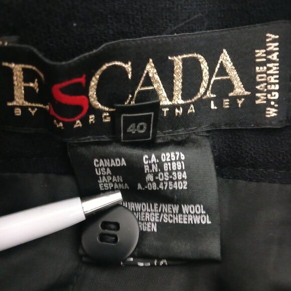 ESCADA by Margaretha Ley Skirt Womens 40 Black New Wool Classic Lined Germany - Picture 3 of 12
